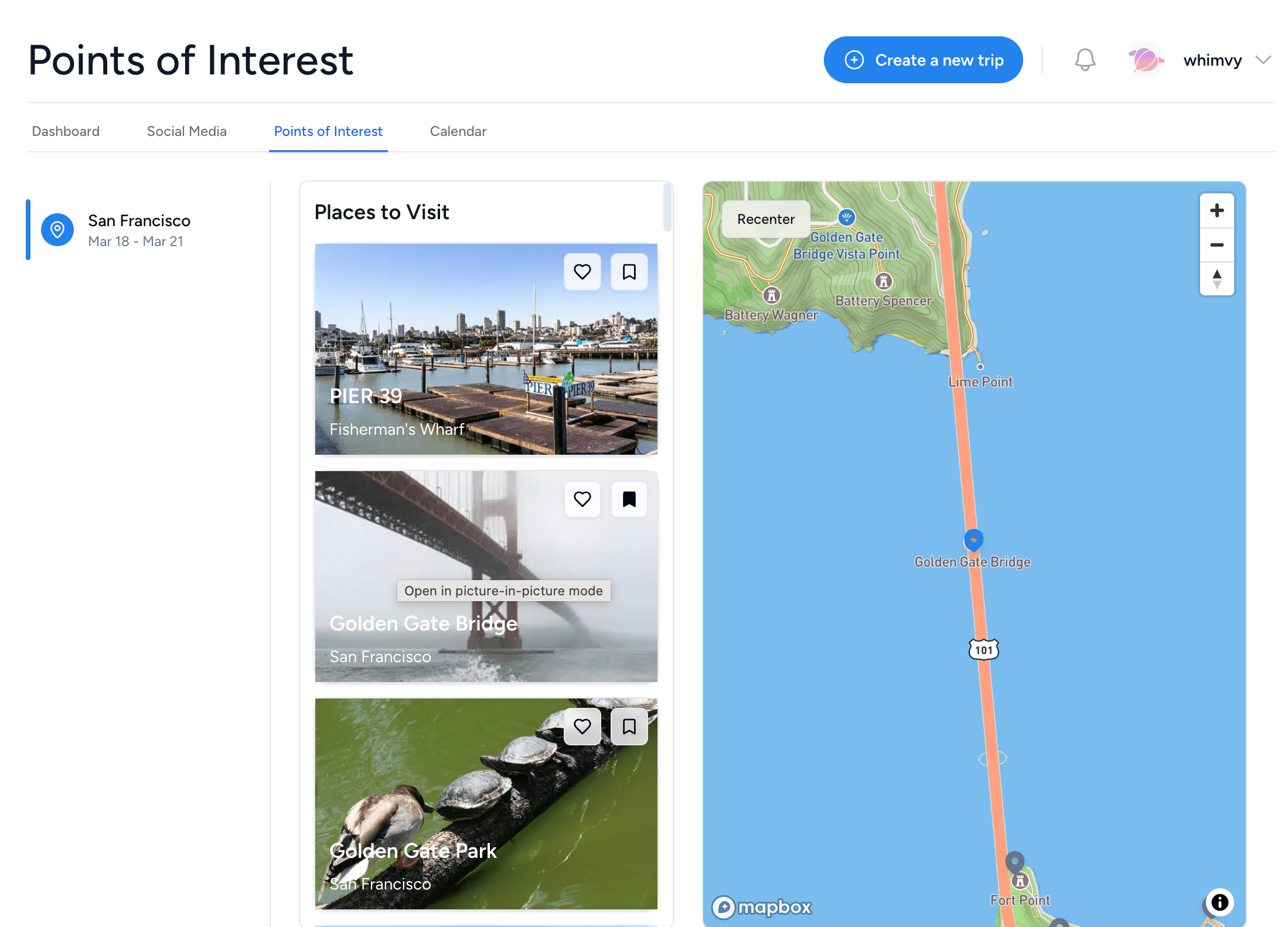 Points of interest map view