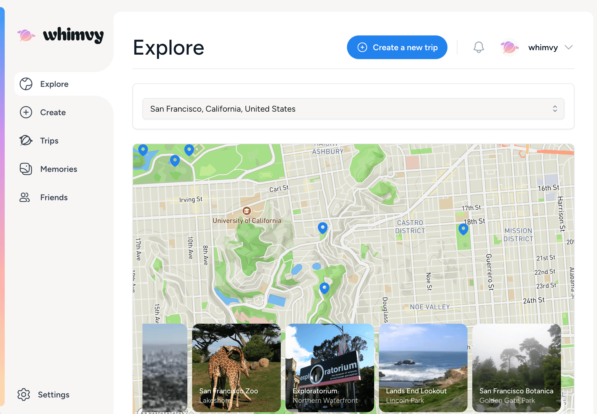 Destination search interface